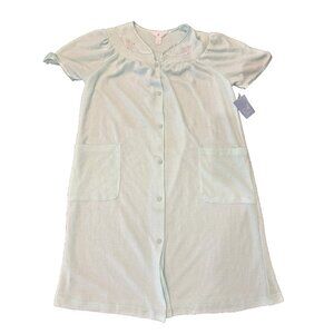 Adonna Sleepwear Women's Medium Nightgown Muumuu Floral Short Sleeve Snap Button
